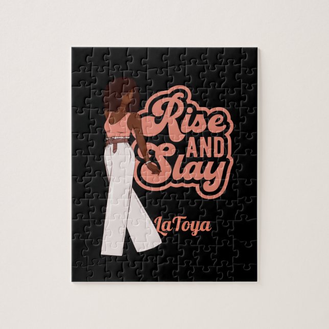 Rise and Slay Personalised Melanin Woman Jigsaw Puzzle (Vertical)