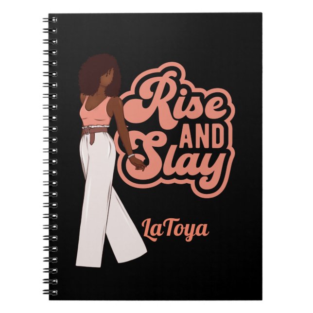 Rise and Slay Personalised Melanin Woman Notebook (Front)