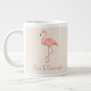 Rise & Flamingle Flamingo – Soft Beige Tropical Large Coffee Mug