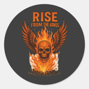 Rise From The Ashes – Flaming Skull with Fiery  Classic Round Sticker