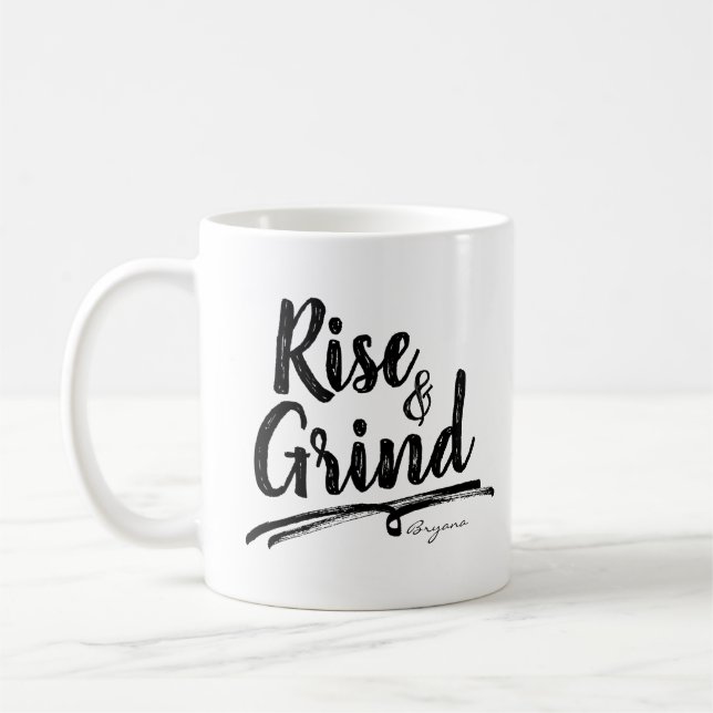 RISE & GRIND Personalised Custom Name Coffee Mug (Left)