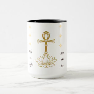 Rise in Light – Ankh & Lotus Bilingual Spirit Mug