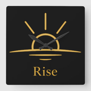 Rise — Minimalist Sunrise Square Wall Clock