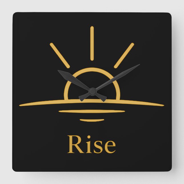 Rise — Minimalist Sunrise Square Wall Clock (Front)