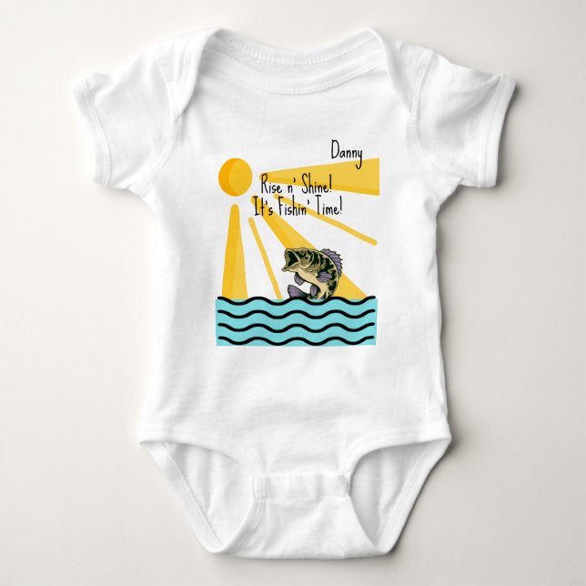"Rise n' Shine! It's Fishn' Time!" Custom Baby Bodysuit (Front)