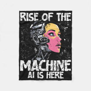 Rise Of Ai Futuristic Human Robot Hybrid Design Fleece Blanket