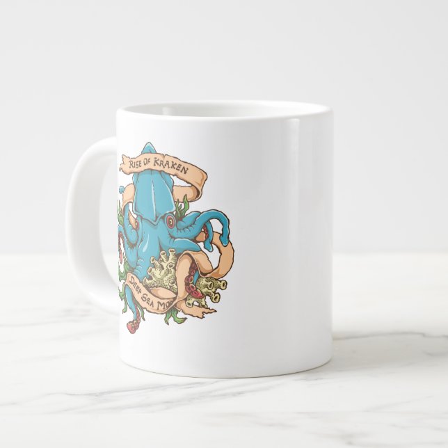 Rise of Kraken Monster Octopus Large Coffee Mug (Front Left)