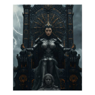 Rise of the AI Empress: Sci fi Cyberpunk Poster