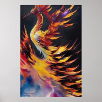 Rise of the Phoenix - AI Fantasy Art Print
