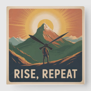 Rise, Repeat Square Wall Clock