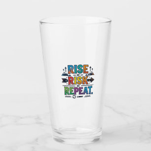 Rise, Risk, Repeat – Motivational Typography T-Shi Glass