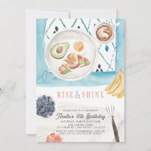 Rise & Shine Brunch PJ Watercolor Kids Birthday Invitation
