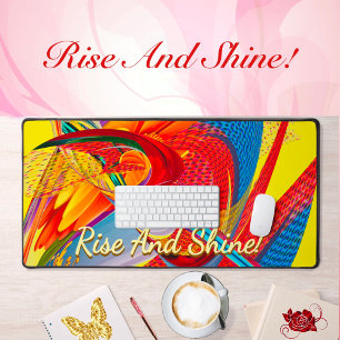 Rise & Shine Motivation Uplifting Tropic Abstract  Desk Mat