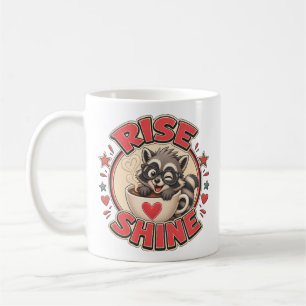 Rise & Shine Racoon Coffee Lover Illustration Mug