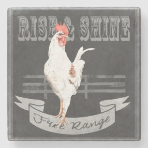 Rise & Shine Rooster Stone Coaster