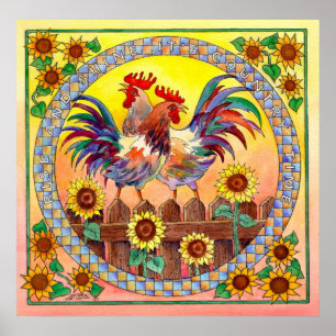 RISE & SHINE ROOSTERS by SHARON SHARPE Poster