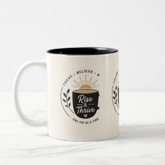 Rise & Thrive – Motivational Mug Logo Design