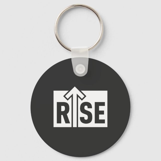 Rise Typographic Uplifting Clean Black Shirt Key Ring (Front)