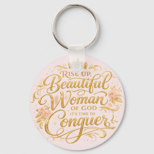 Rise Up Beautiful Woman of God Pink Key Ring