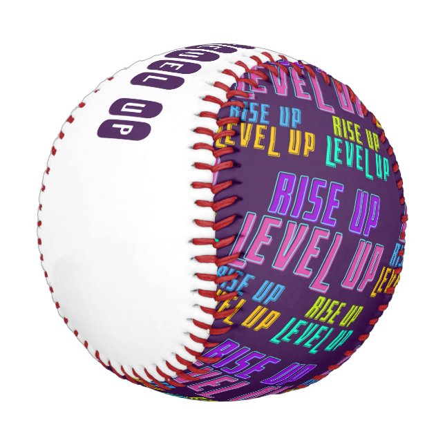 Rise Up Level Up Positive Quote Baseball (Angled)