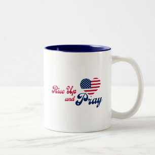 Rise Up & Pray USA Patriotic Two-Tone Coffee Mug