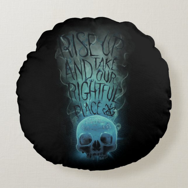 "Rise Up" Skull & Smoke Graphic Round Cushion (Front)
