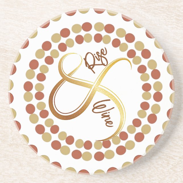 “Rise & Wine” Round Ceramic Coaster (Front)