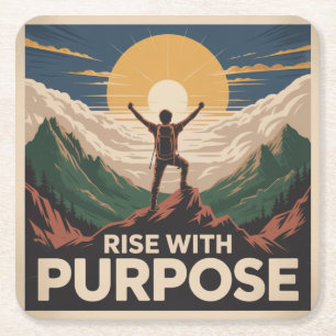 Rise With Purpose Square Paper Coaster
