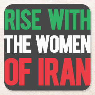 Rise with the Women of Iran Square Paper Coaster