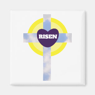 Risen Blue Sky Cross Christian Resurrection Day Magnet