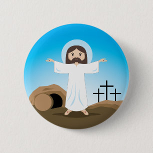 Risen Christ 6 Cm Round Badge