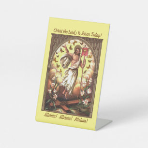 Risen Christ amid a Flutter of Butterflies Easter Pedestal Sign