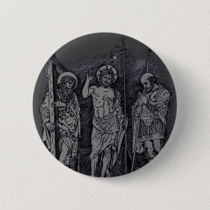 Risen Christ between Saints Andrew and Longinus 6 Cm Round Badge