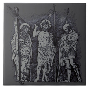 Risen Christ between Saints Andrew and Longinus Ceramic Tile