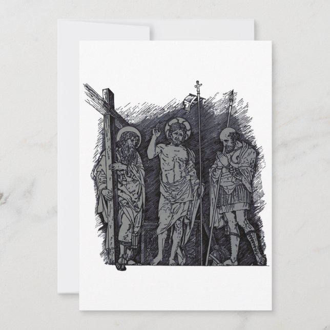Risen Christ between Saints Andrew and Longinus Invitation (Front)