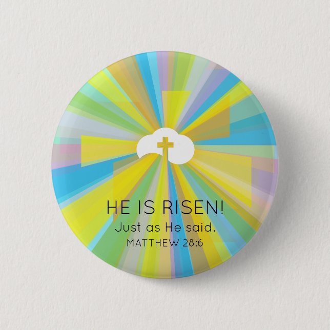 Risen Cloud and Cross with Colourful Light Rays 6 Cm Round Badge (Front)