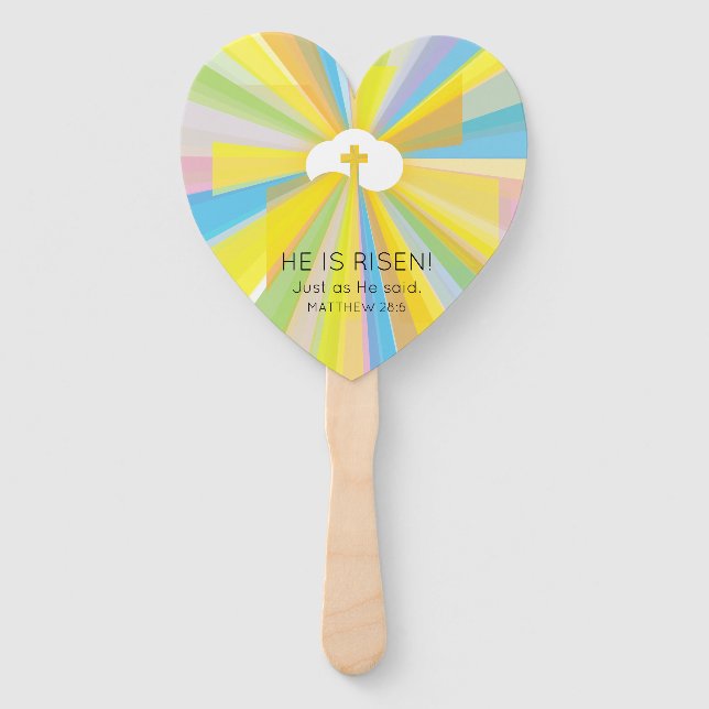 Risen Cloud and Cross with Colourful Light Rays Hand Fan (Front)
