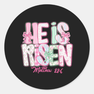 Risen Coquette Bow Happy Easter Jesus Christian Classic Round Sticker