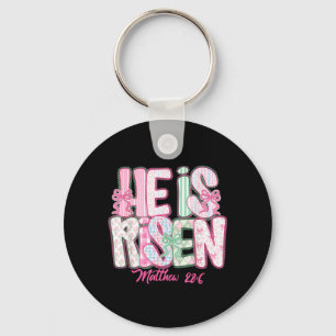 Risen Coquette Bow Happy Easter Jesus Christian Key Ring