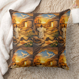 Risen Jesus Empty Tomb 3D Papercut Easter Cushion