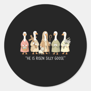 Risen Silly Goose Christian Easter Religious Faith Classic Round Sticker