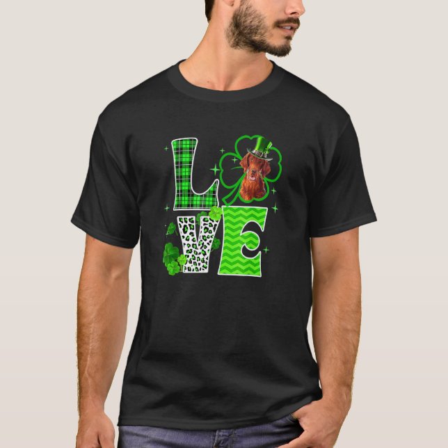 Rish Setter Shamrock Lucky C Irish St Patricks Day T-Shirt (Front)