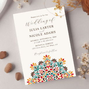 Rising Boho Indian Fusion Floral Mandala Wedding Invitation