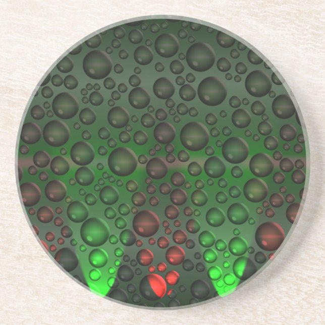 Rising Bubbles Green/Red Coaster (Front)
