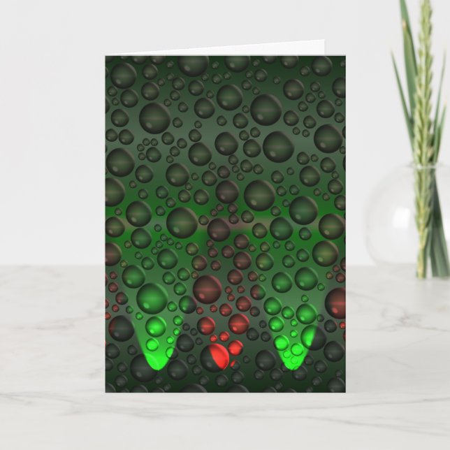 Rising Bubbles Green/Red Greetings Card (Front)