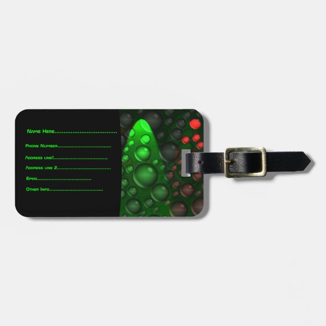 Rising Bubbles (Green&Red) Luggage Tag (Front Horizontal)