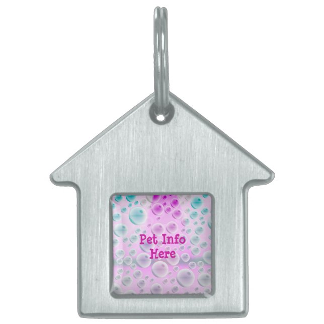 Rising Bubbles (Pink&Blue) Pet ID Tag (Front)