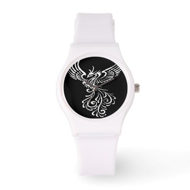 Rising From The Ashes Phoenix White Illustration Watch (Front)