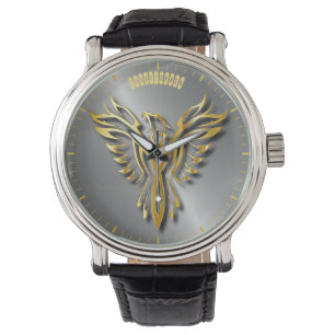 Rising Golden Phoenix Gold Flames With Shadows Watch