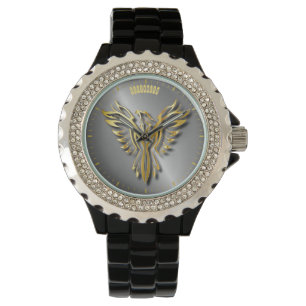 Rising Golden Phoenix Gold Flames With Shadows Watch